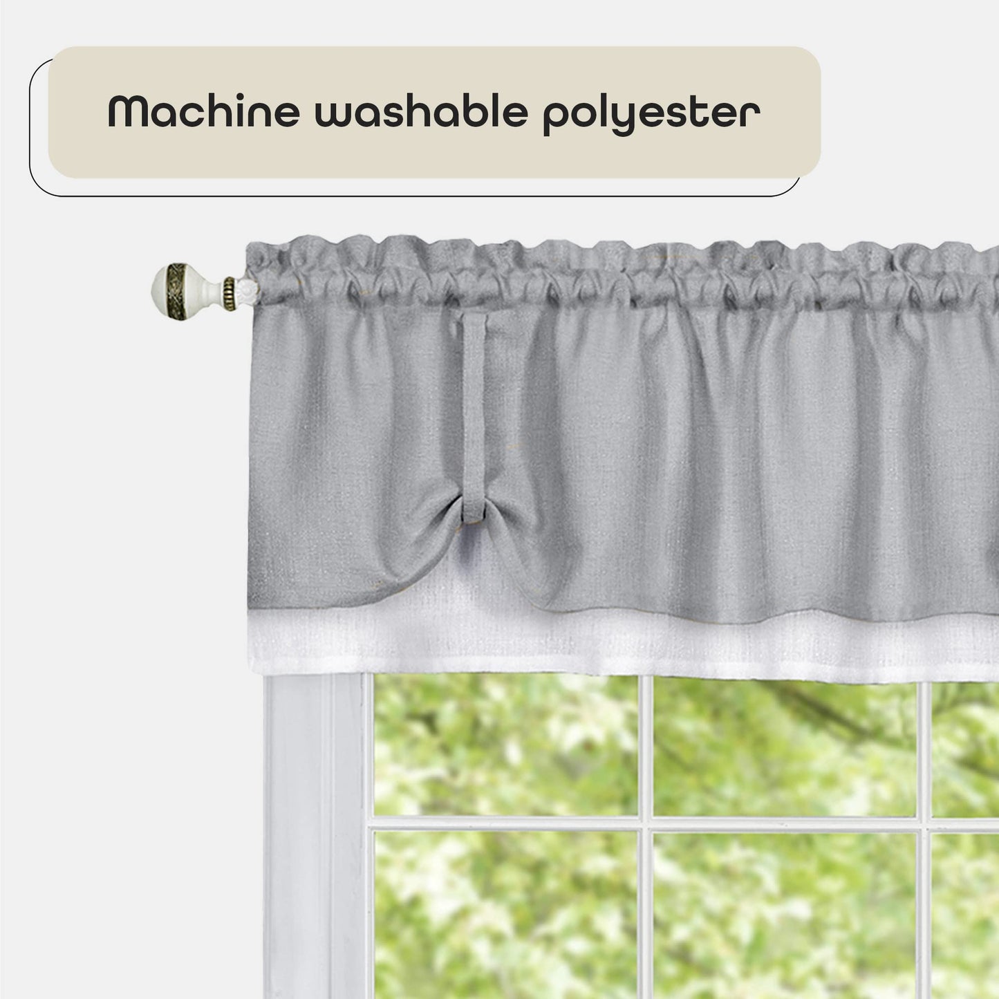 solar panels | CasaFoyer Darcy Window Curtain Valance | Polyester Fabric | 1.5 Rod Pocket | Kitchen Decor | Grey/White | 58x14 | casafoyer.myshopify.com