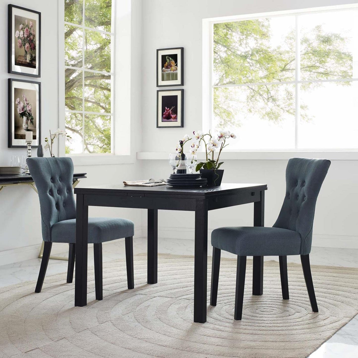 home office desk chairs | CasaFoyer Silhouette Button Tufted Tapered Back Fabric Upholstered Dining Side Chair Set | Elegant & Sophisticated | Comfortable & Stylish | Solid Wood Frame | Set of 2 | casafoyer.myshopify.com