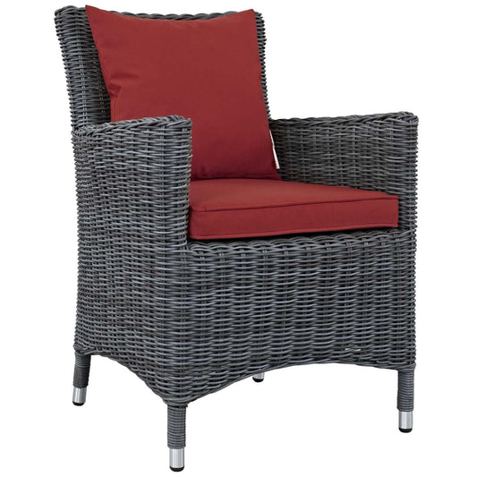 Patio Furniture Sets | Summon Outdoor Patio Dining Arm Chair | Two-Tone Rattan Weave | Sunbrella Cushions | Powder-Coated Aluminum Frame | Ideal for Patio, Backyard, Poolside | casafoyer.myshopify.com