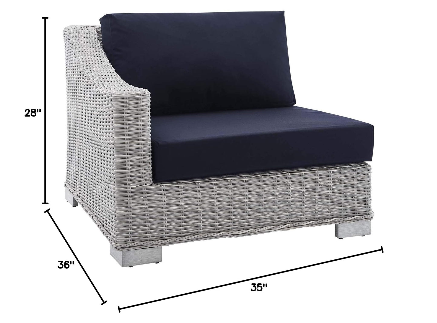 patio bistro sets | CasaFoyer Conway Outdoor Patio Wicker Rattan Left-Arm Sectional Sofa Chair | Light Gray | UV-Resistant | Modular Design | Powder-Coated Aluminum Frame | Sunbrella Cushions | 300 lb Weight Capacity | casafoyer.myshopify.com