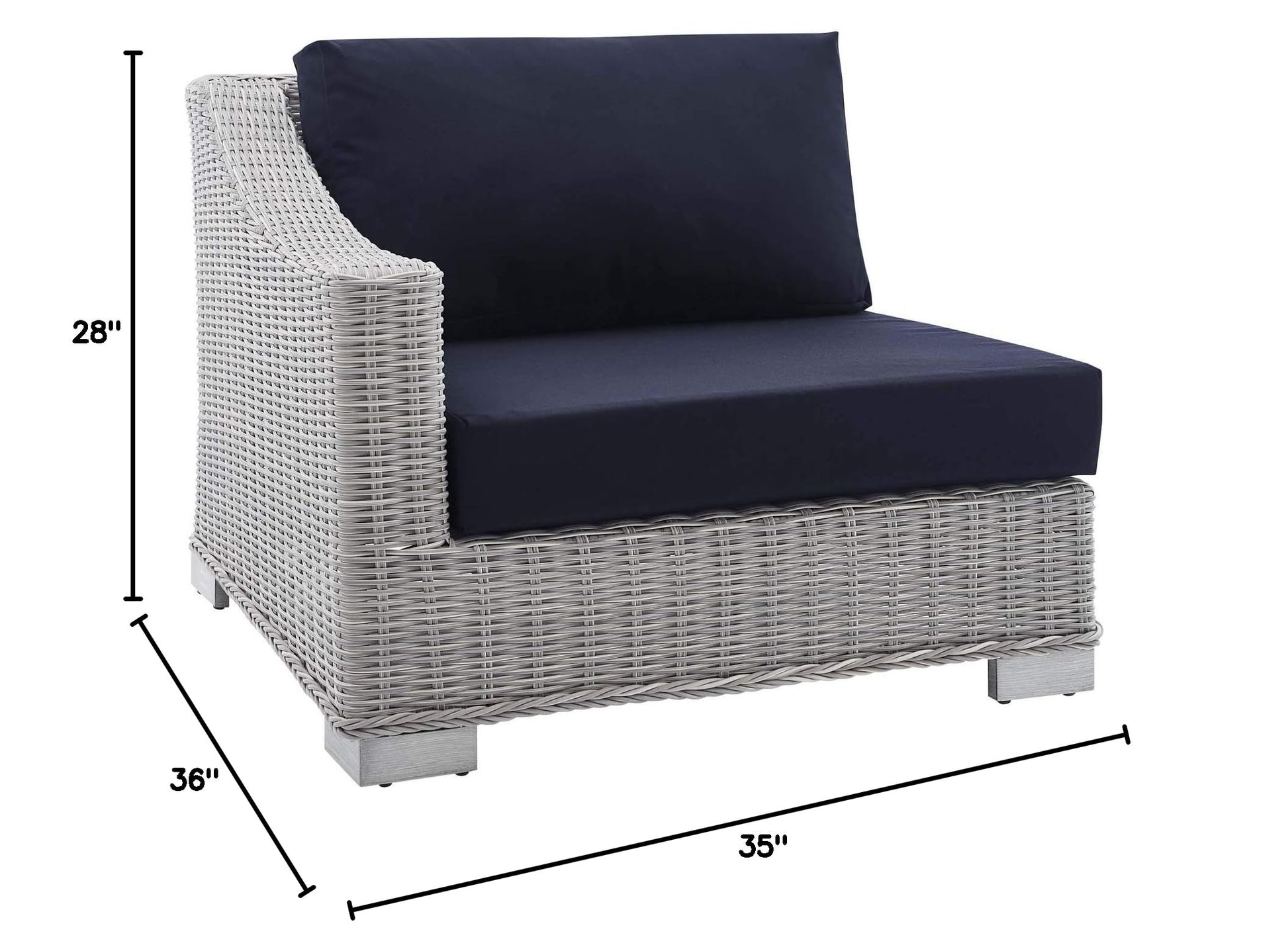 patio bistro sets | CasaFoyer Conway Outdoor Patio Wicker Rattan Left-Arm Sectional Sofa Chair | Light Gray | UV-Resistant | Modular Design | Powder-Coated Aluminum Frame | Sunbrella Cushions | 300 lb Weight Capacity | casafoyer.myshopify.com