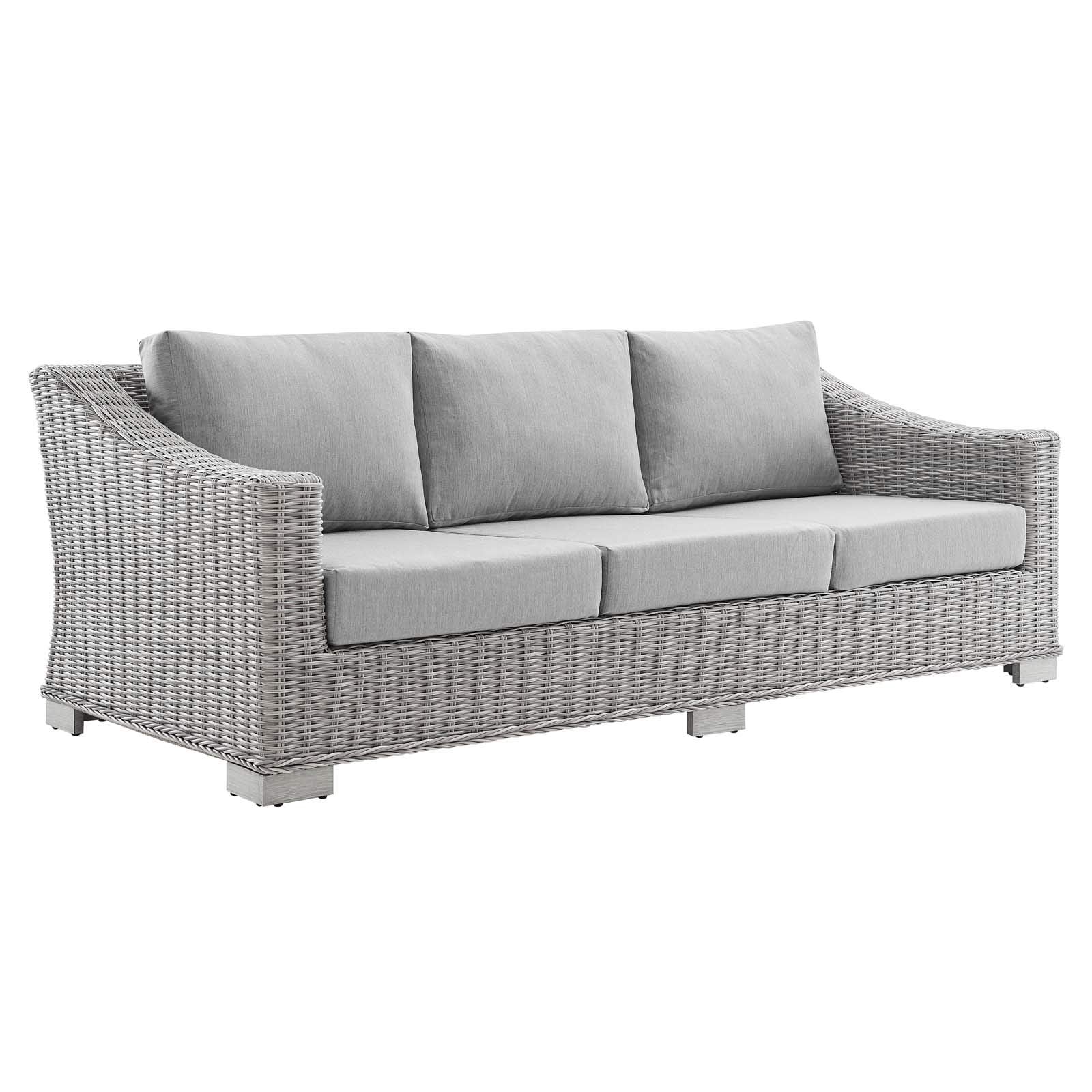 kitchen and dining room sets | CasaFoyer Conway Outdoor Patio Sunbrella Wicker Rattan 4-Piece Furniture Set | Stylish & Comfortable | UV-Resistant | Light Gray | Assembly Required | casafoyer.myshopify.com
