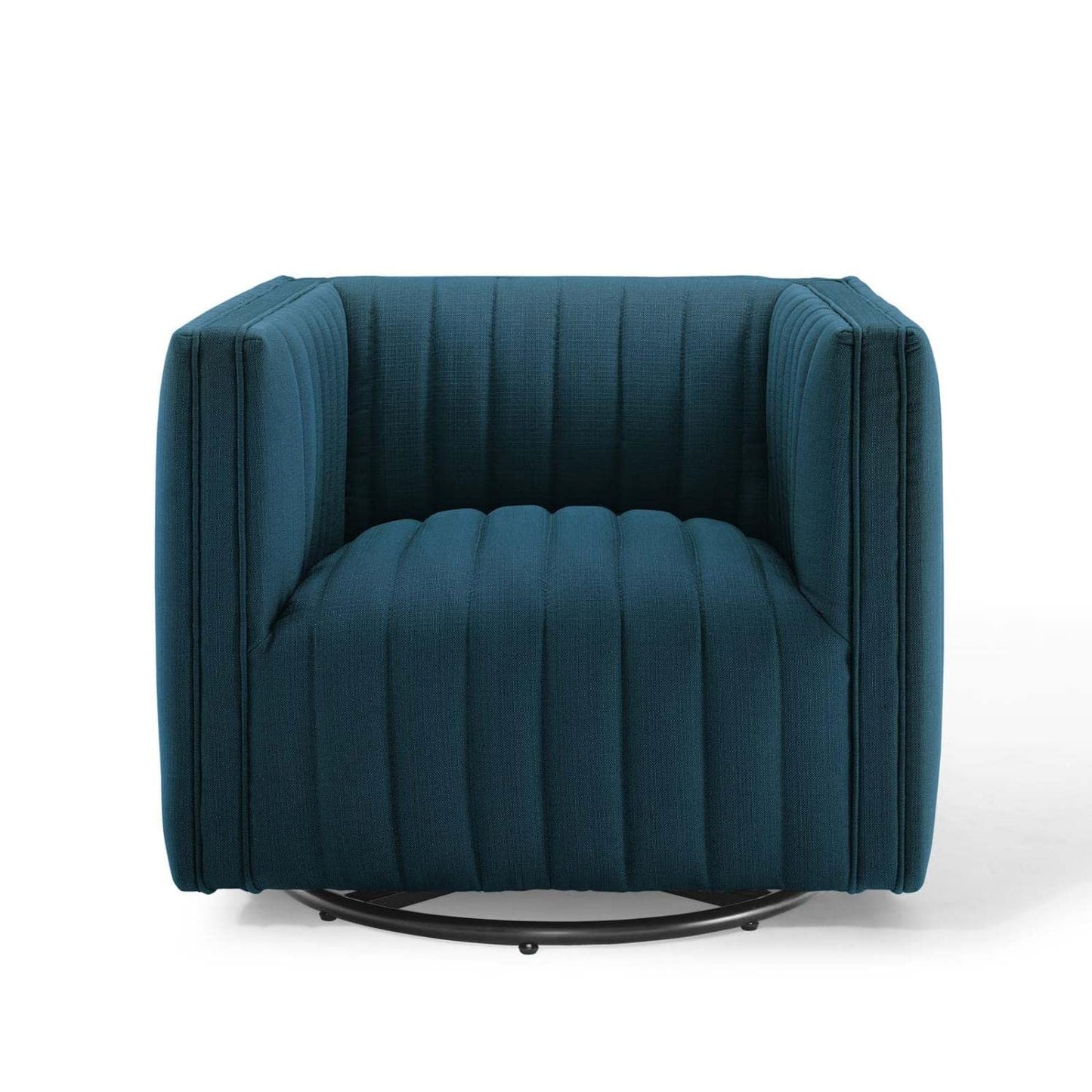 home office desk chairs | CasaFoyer Conjure Channel Tufted Fabric Swivel Armchair | Luxurious & Elegant | Retro Modern Style | Comfortable Seating | Rotating Base | Supports up to 441 lbs | Fully Assembled | Azure | casafoyer.myshopify.com