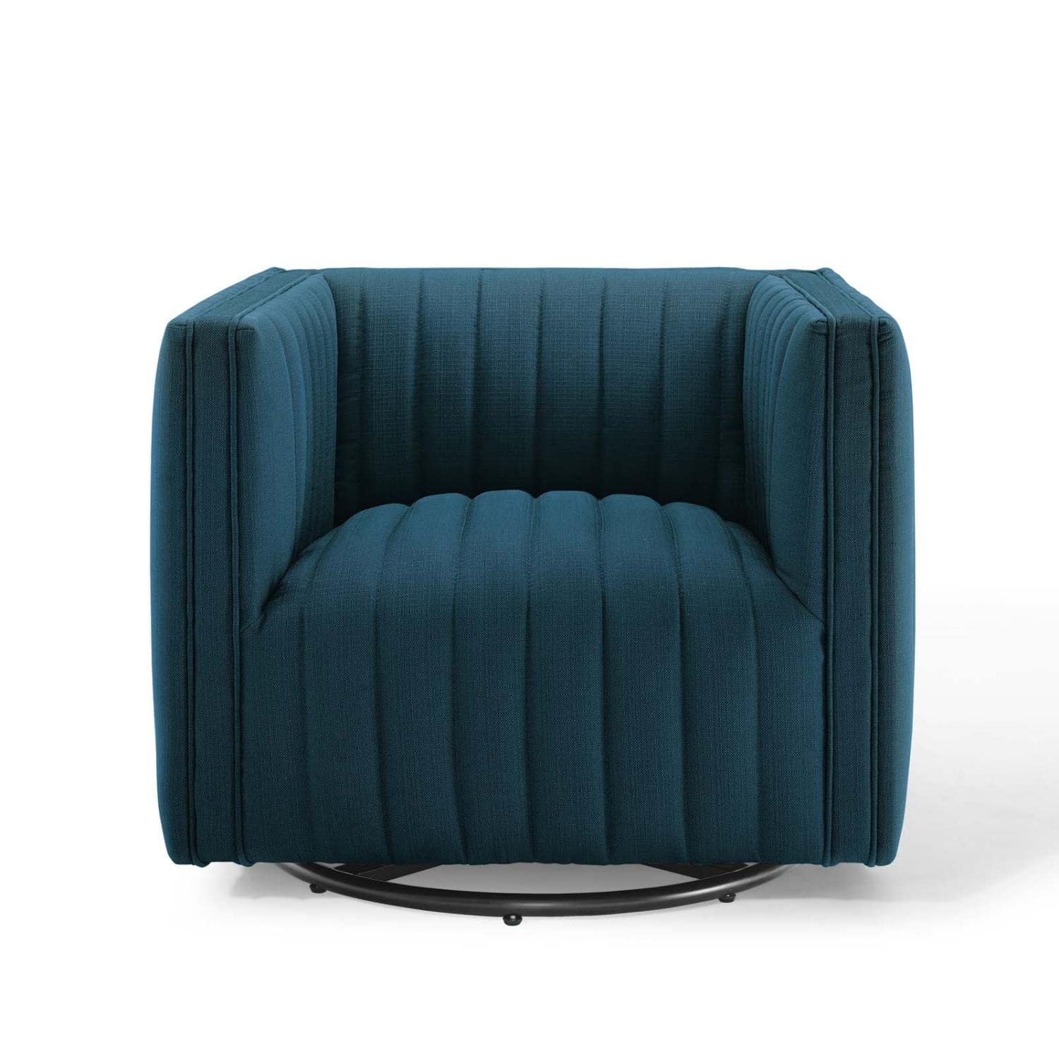 home office desk chairs | CasaFoyer Conjure Channel Tufted Fabric Swivel Armchair | Luxurious & Elegant | Retro Modern Style | Comfortable Seating | Rotating Base | Supports up to 441 lbs | Fully Assembled | Azure | casafoyer.myshopify.com