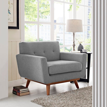 home office desk chairs | CasaFoyer Engage Plush Armchair | Tufted Buttons | Ultimate Comfort & Relaxation | Cherry Wood Legs | Expectation Gray | casafoyer.myshopify.com