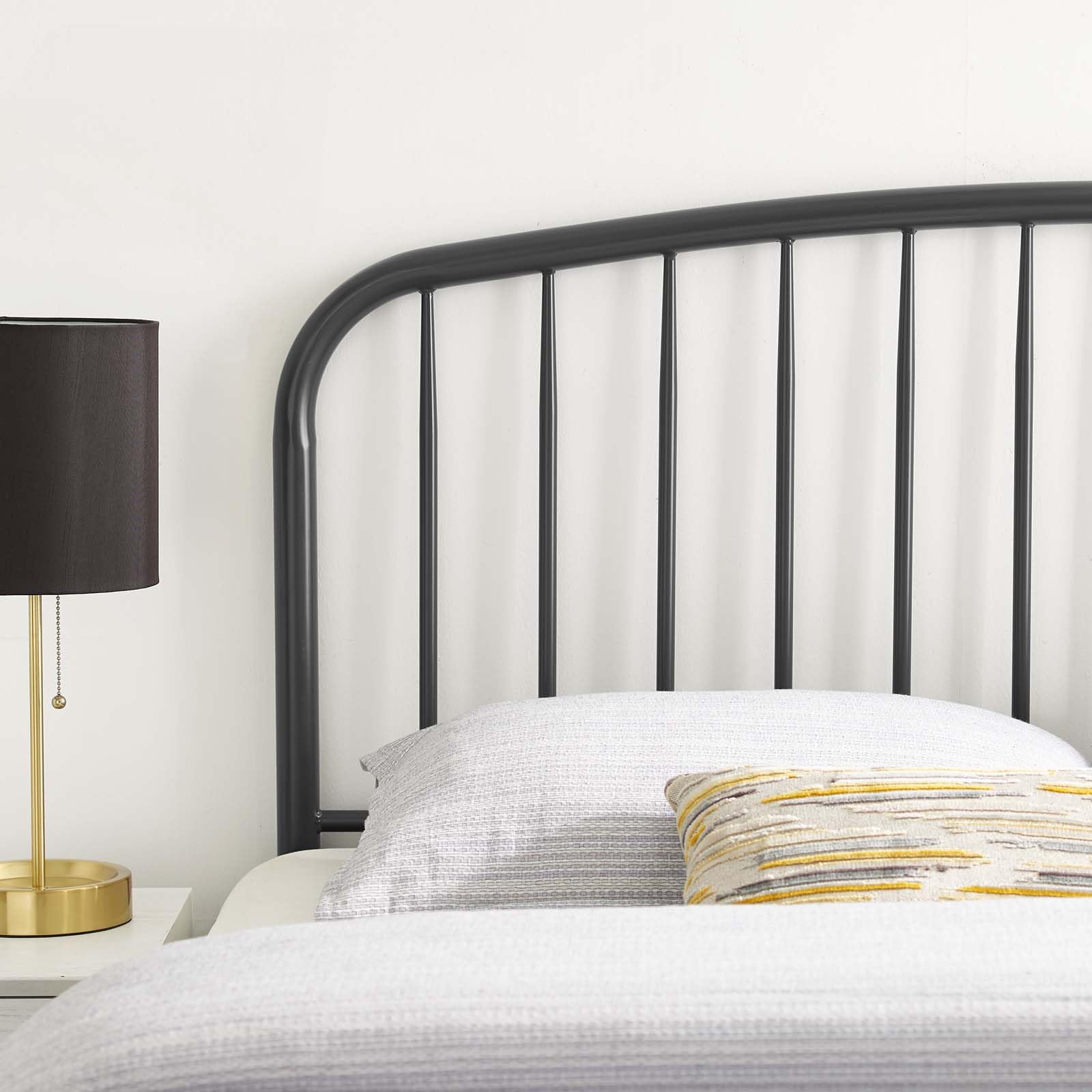 headboards | CasaFoyer Nova Metal King Headboard | Sleek Modern Design | Arching Shape & Stylish Spindles | Durable Powder-Coated Iron | Adjustable Height | Contemporary Rustic Charm | Gray | casafoyer.myshopify.com