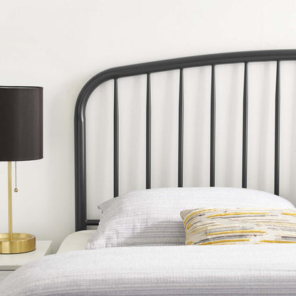 headboards | CasaFoyer Nova Metal King Headboard | Sleek Modern Design | Arching Shape & Stylish Spindles | Durable Powder-Coated Iron | Adjustable Height | Contemporary Rustic Charm | Gray | casafoyer.myshopify.com