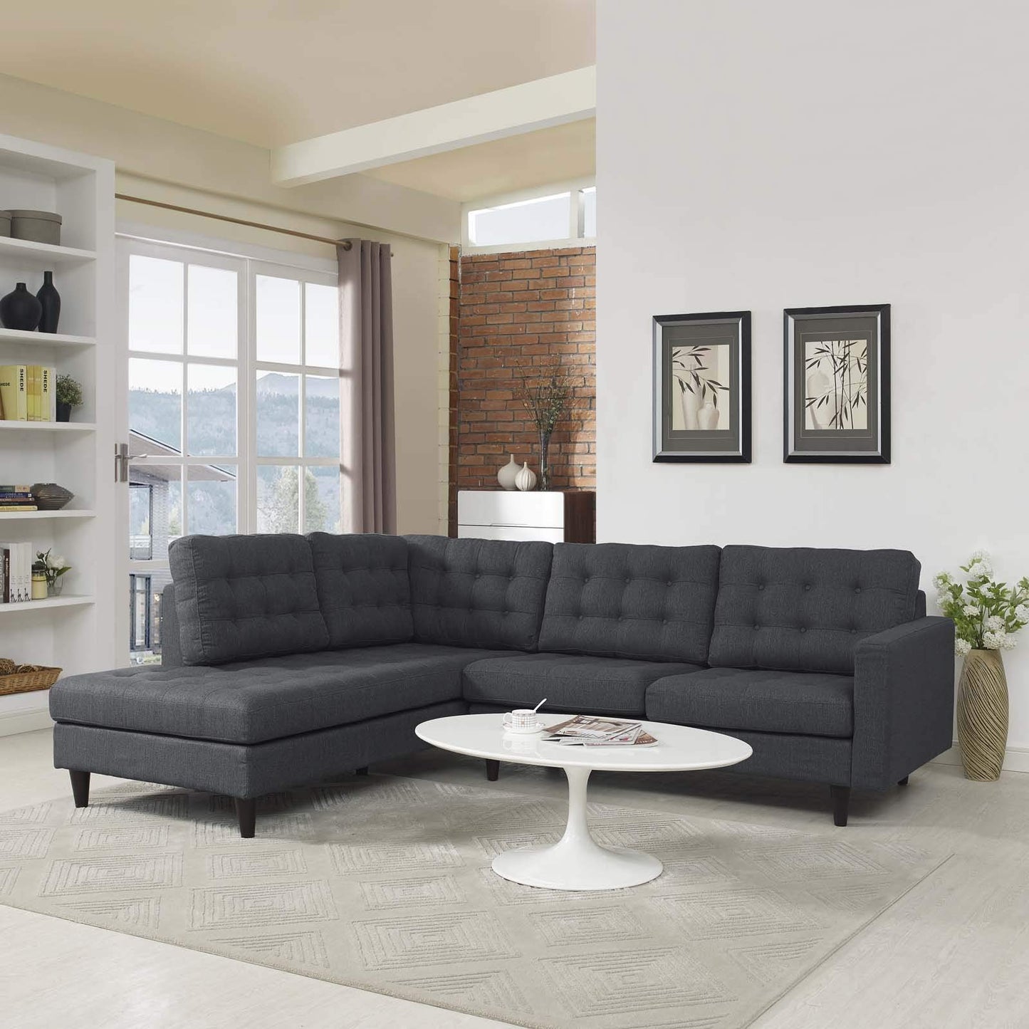 sofas | CasaFoyer Empress Button Tufted Upholstered Fabric Sectional Sofa Set | Gray | 2-Piece Left Bumper & Right Loveseat | Plush Cushions | Regal Armrests | Stain-Resistant Fabric | 660 lbs Capacity | casafoyer.myshopify.com