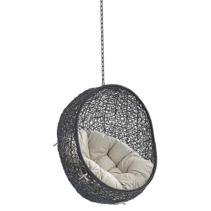 porch swings | Ergode Encase Outdoor Patio Swing Chair | Exotic Island Tranquility | Synthetic Rattan | All-Weather Cushion | Powder-Coated Steel Frame | Adjustable Chain | Patio, Backyard, Porch, Poolside | Indoor/Outdoor Use | Sunbrella Fabric | (Black Beige) | casafoyer.myshopify.com