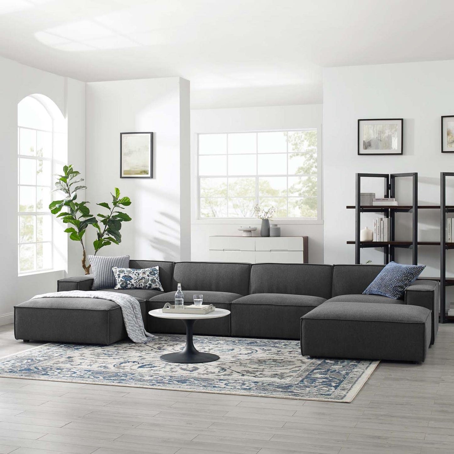 kitchen and dining room sets | CasaFoyer Restore Upholstered Fabric 6-Piece Sectional Sofa | Minimalist Elegance | French Piping | Polyester Upholstery | Dense Foam Padding | Pocket Coil Spring System | Sturdy Construction | Non-Marking Foot Caps | casafoyer.myshopify.com