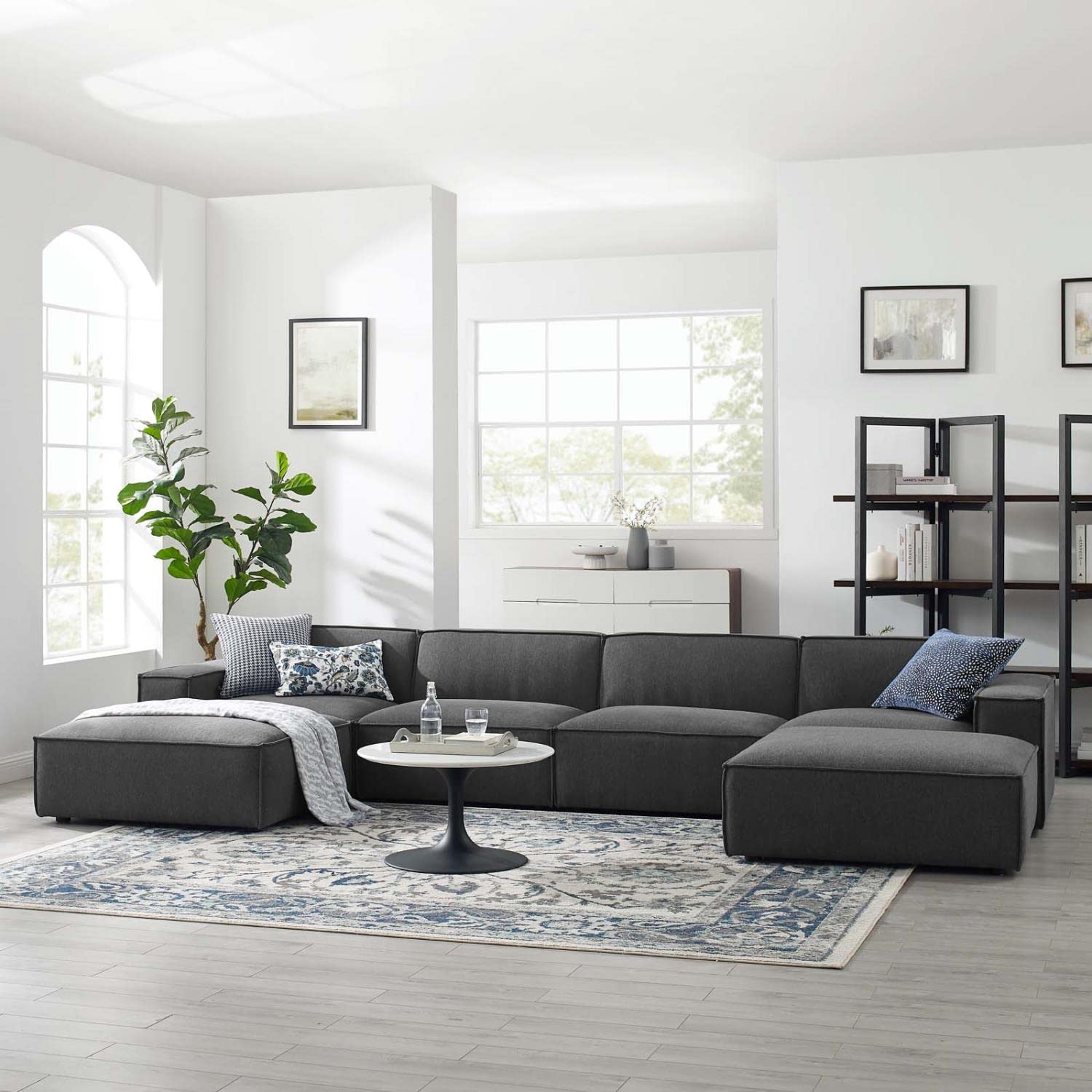 kitchen and dining room sets | CasaFoyer Restore Upholstered Fabric 6-Piece Sectional Sofa | Minimalist Elegance | French Piping | Polyester Upholstery | Dense Foam Padding | Pocket Coil Spring System | Sturdy Construction | Non-Marking Foot Caps | casafoyer.myshopify.com