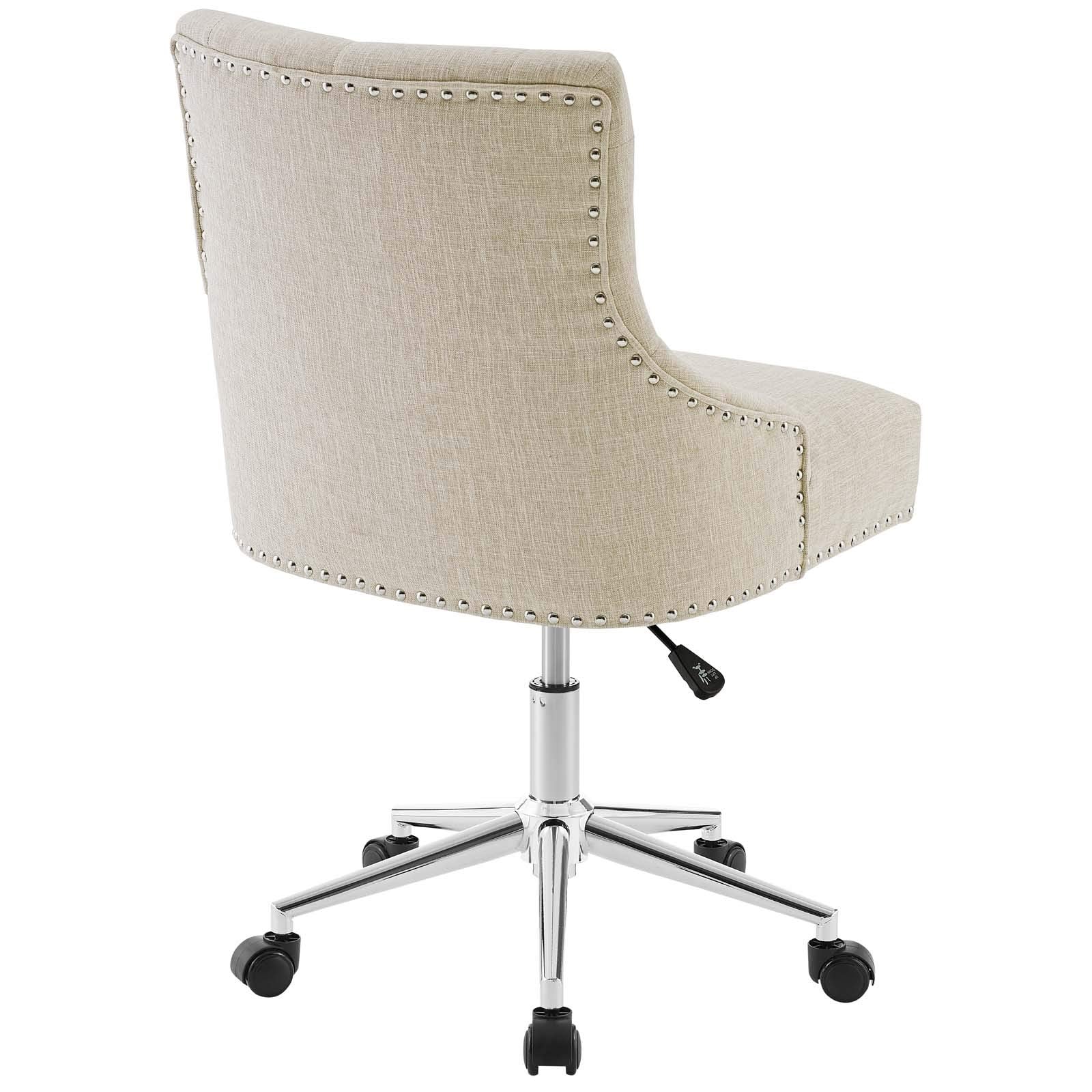 Chair | Regent Button Tufted Upholstered Fabric Swivel Office Chair | Timeless Elegance & Comfort | Metal Nailhead Trim | Padded Back & Seat | Chrome Base | 360 Swivel & Height Adjustment | Supports up to 287 lbs | casafoyer.myshopify.com
