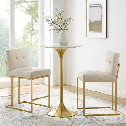 barstools | CasaFoyer Privy Counter Stool Set of 2 | Modern Design | Gold Stainless Steel Base | Upholstered Fabric | No Assembly | 331 lbs Weight Capacity | casafoyer.myshopify.com