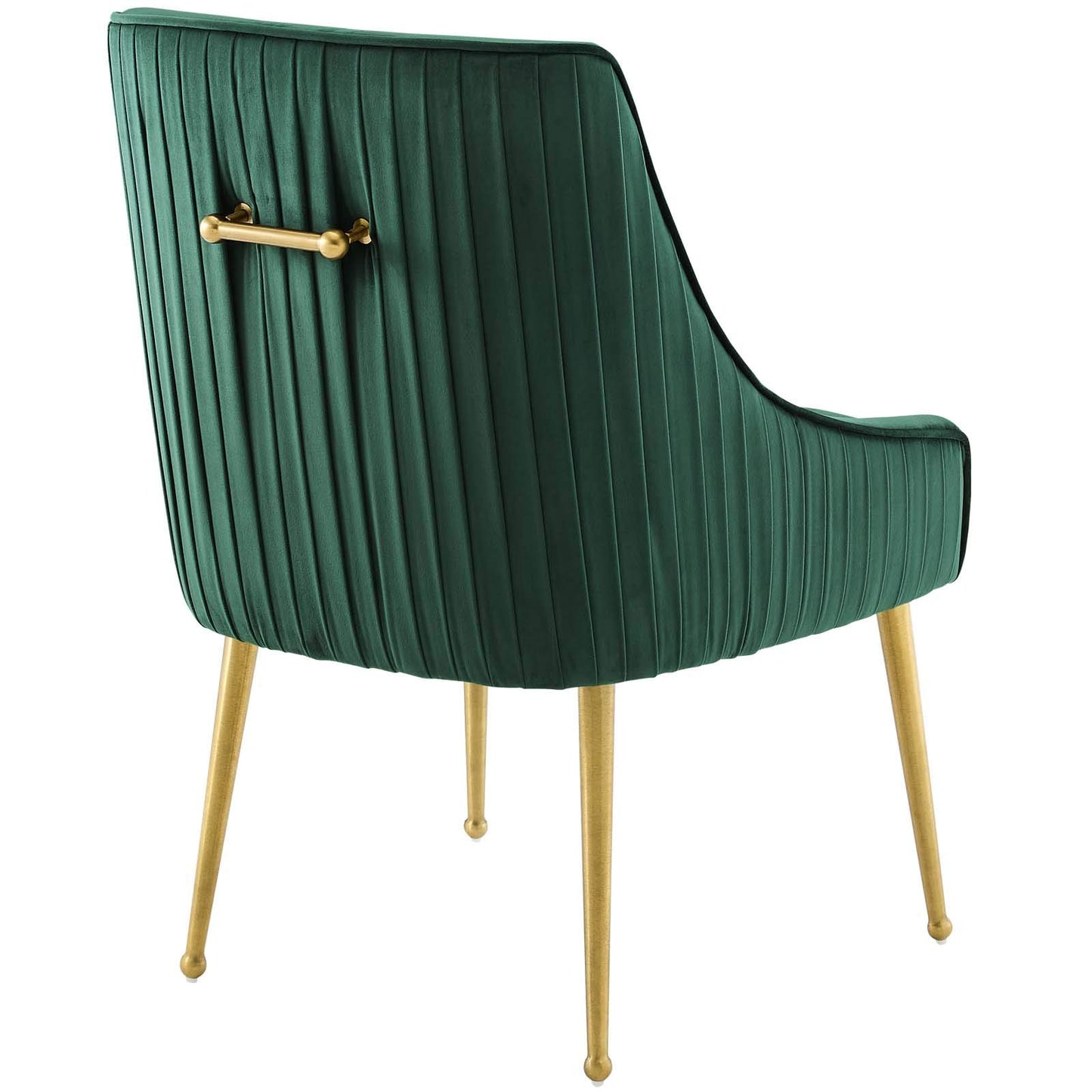 home office desk chairs | CasaFoyer Discern Performance Velvet Pleated Back Dining Chair | Stain-Resistant | Comfortable | Durable | Gold Legs | Green | casafoyer.myshopify.com