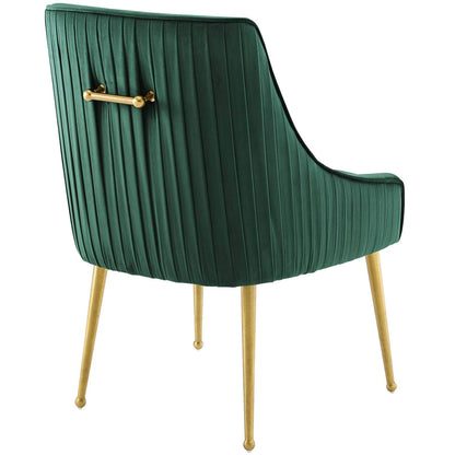 home office desk chairs | CasaFoyer Discern Performance Velvet Pleated Back Dining Chair | Stain-Resistant | Comfortable | Durable | Gold Legs | Green | casafoyer.myshopify.com