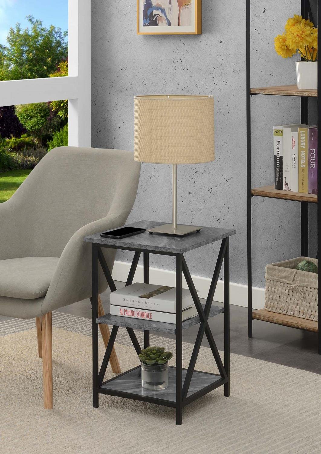 TABLE | Tucson End Table with Shelves | Sleek Metal Frame | 3 Open Shelves | Durable & Stylish | Ergode | casafoyer.myshopify.com