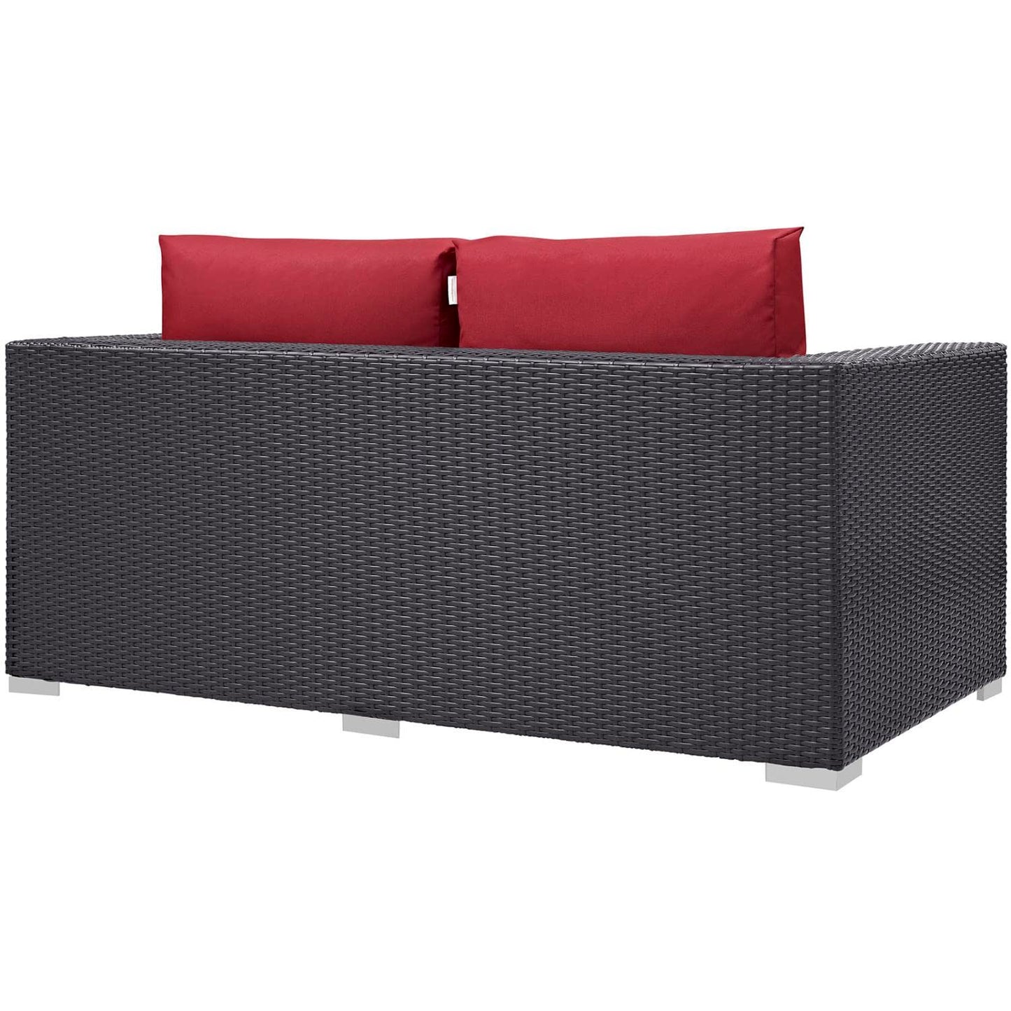 Patio Furniture Sets | Convene Outdoor Sectional Loveseat | Durable Rattan & Aluminum Frame | All-Weather Cushions | Espresso Red | casafoyer.myshopify.com