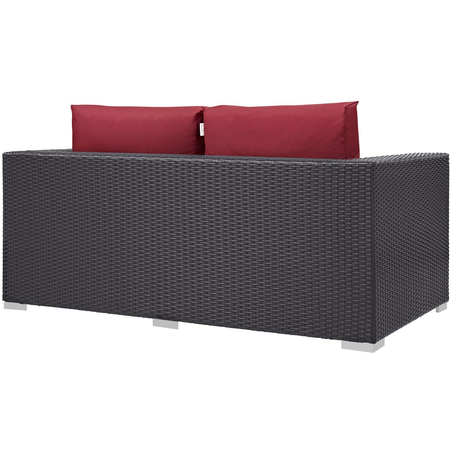 Patio Furniture Sets | Convene Outdoor Sectional Loveseat | Durable Rattan & Aluminum Frame | All-Weather Cushions | Espresso Red | casafoyer.myshopify.com