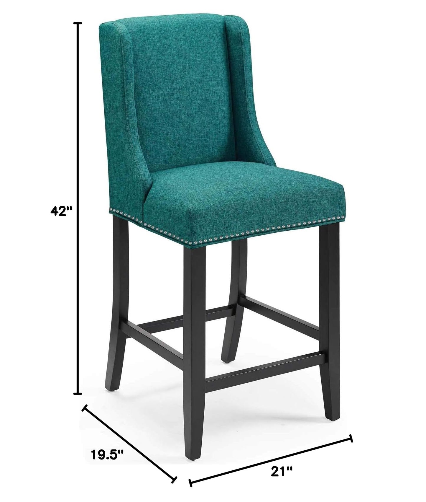 barstools | CasaFoyer Baron Upholstered Fabric Counter Stool - Teal | Contemporary Design | Nailhead Trim | Comfortable & Durable | 500 lb Weight Capacity | casafoyer.myshopify.com