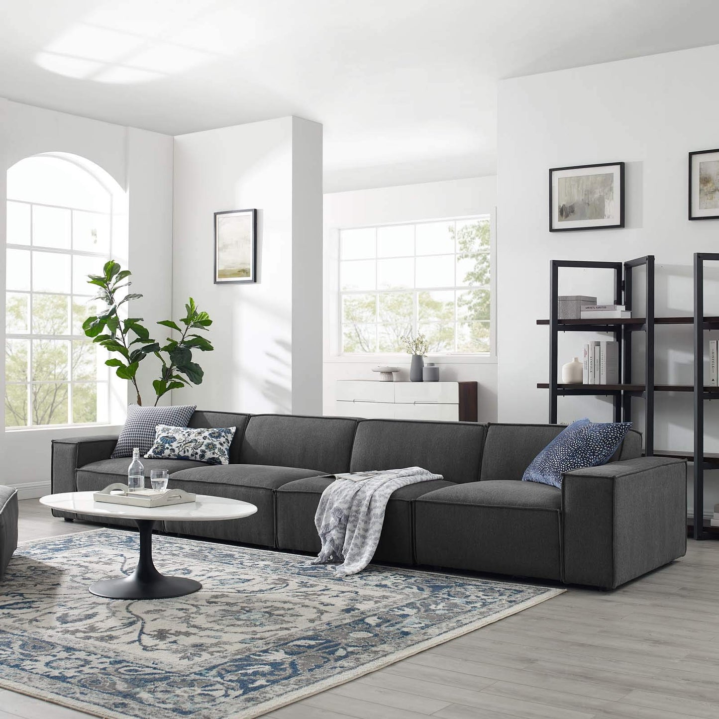 kitchen and dining room sets | CasaFoyer Restore Upholstered Fabric 4-Piece Sectional Sofa | Minimalist Elegance | French Piping | Polyester Upholstery | Dense Foam Padding | Pocket Coil Springs | Durable Construction | Non-Marking Foot Caps | casafoyer.myshopify.com