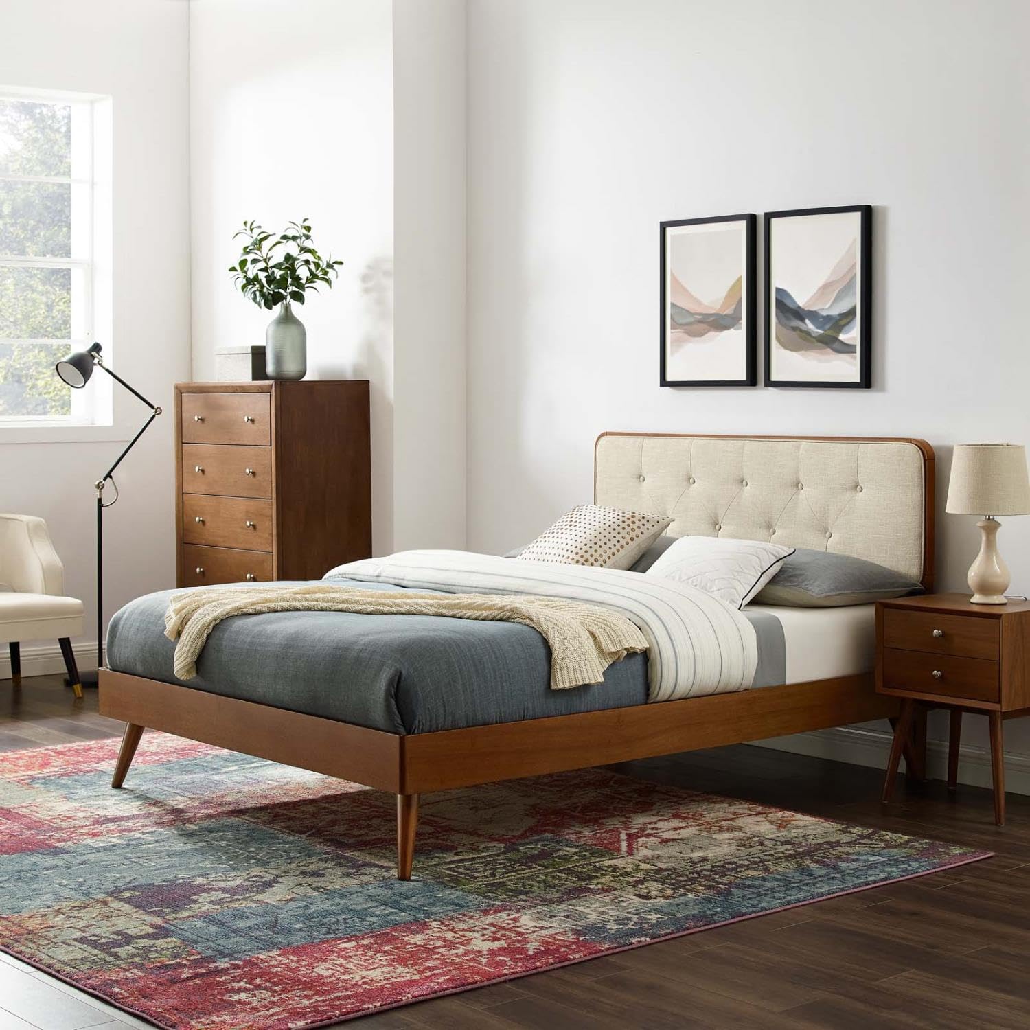 adjustable bed bases | CasaFoyer Bridgette Tufted Wood Queen Platform Bed | Modern Design with Retro Details | Wood Grain Frame | No Box Spring Required | Suitable for Various Mattress Types | Easy Assembly | 601 lbs Weight Capacity | casafoyer.myshopify.com