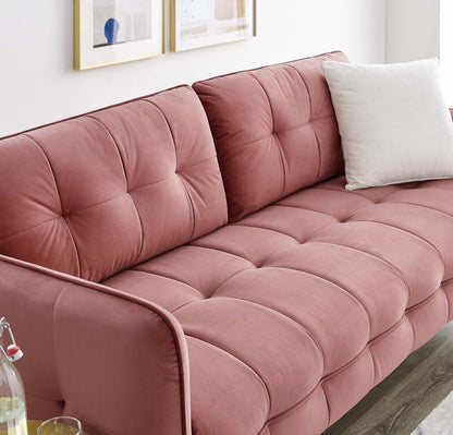sofas | CasaFoyer Cameron Tufted Performance Velvet Sofa | Luxurious Art Deco Design | Stain-Resistant | Easy Assembly | Dusty Rose | casafoyer.myshopify.com