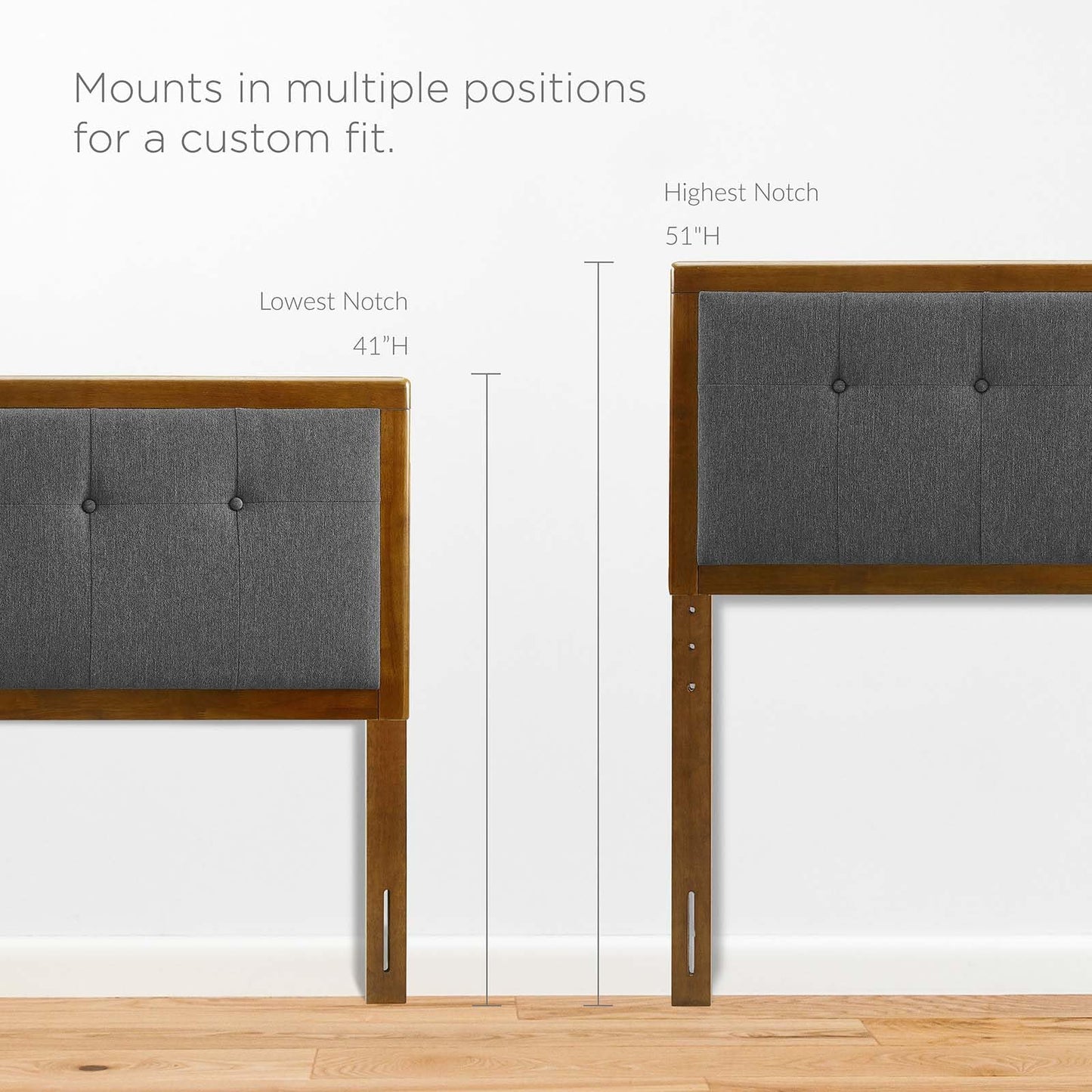 headboards | CasaFoyer Draper Tufted Wood King Headboard | Contemporary Charm | Vintage Accents | Natural Appeal | Compatible with Billie & Margo Collections | Dense Foam Padding | Long-lasting Durability | Walnut Charcoal | casafoyer.myshopify.com