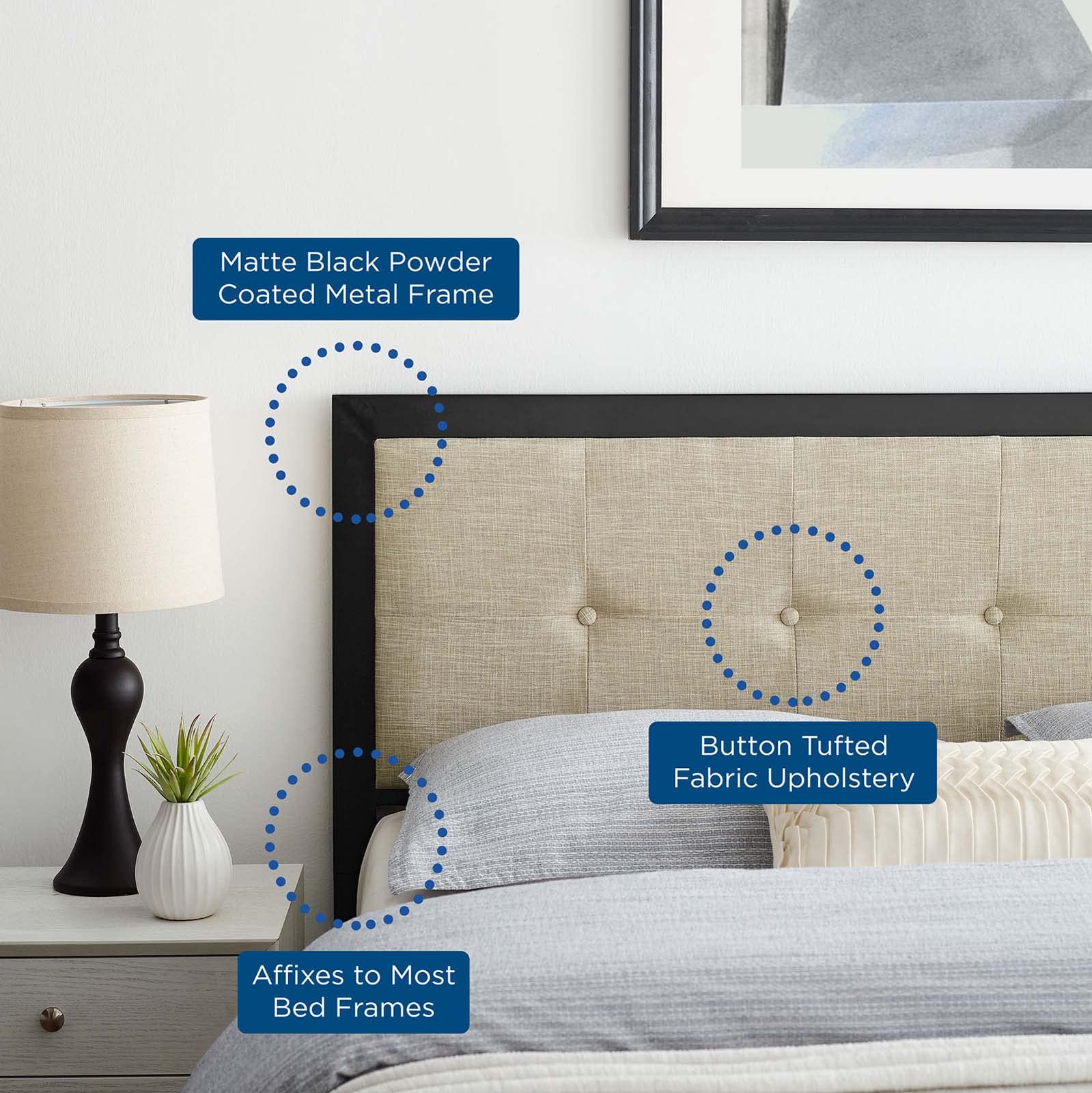 headboards | CasaFoyer Teagan Tufted Fabric Queen Headboard | Contemporary Elegance | Plush Texture | Timeless Tufted Buttons | Luxurious & Comfortable | casafoyer.myshopify.com