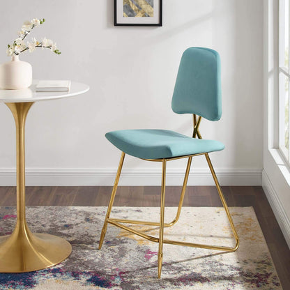 barstools | CasaFoyer Ponder Upholstered Performance Velvet Dining Room Counter Stool | Comfortable | Stain-Resistant | Gold Stainless Steel Base | Set of 1 | casafoyer.myshopify.com