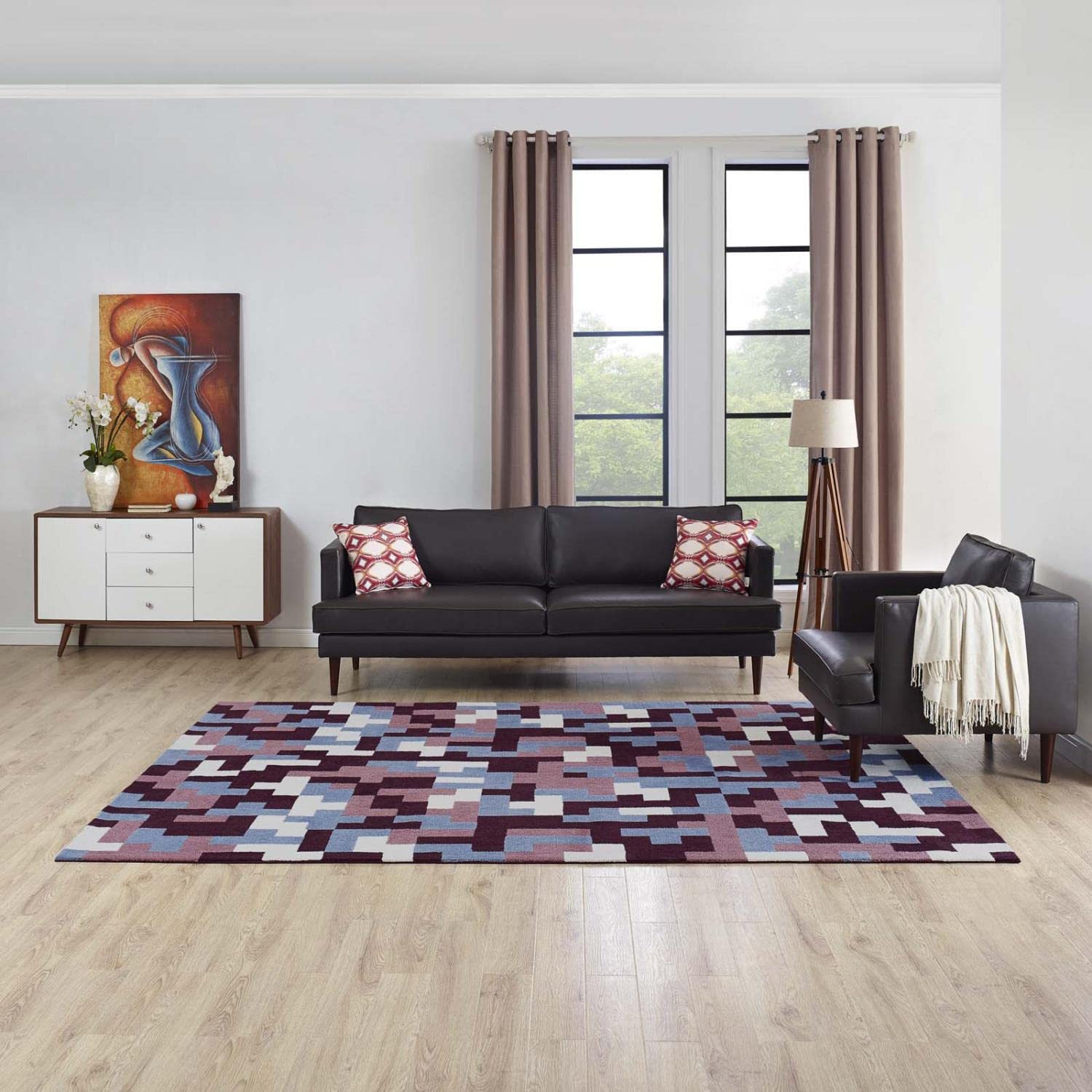 Carpet & Rugs | CasaFoyer Andela Geometric Mosaic Area Rug | Modern & Elegant Design | Soft Polyester Microfiber | Jute Fabric Bottom | Durable & Non-Shedding | Stain Resistant | Easy to Maintain | 8x10 Size | casafoyer.myshopify.com