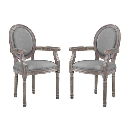 home office desk chairs | CasaFoyer Emanate Dining Armchair Set | Fluted Wood Frame | Upholstered Fabric Seat | Vintage French Aesthetic | Set of 2 | Light Gray | casafoyer.myshopify.com