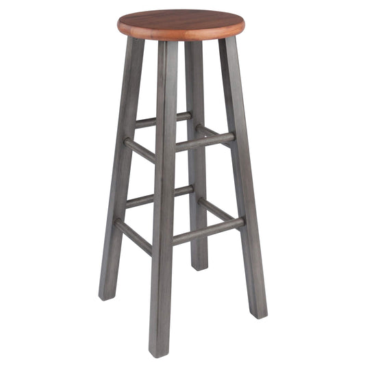 STOOL_SEATING | CasaFoyer  Wood Ivy Bar Stool | Rustic Teak & Gray | Farmhouse Charm | Solid Wood | High & Low Crossbars | 220lbs Capacity | No Assembly | casafoyer.myshopify.com