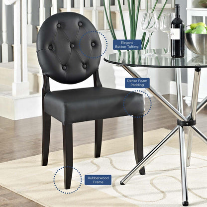 home office desk chairs | CasaFoyer Button Chair Set of 4 | Vinyl Installation for Light & Joy | Padded Black Seating & Legs | Comfortable & Stylish | casafoyer.myshopify.com