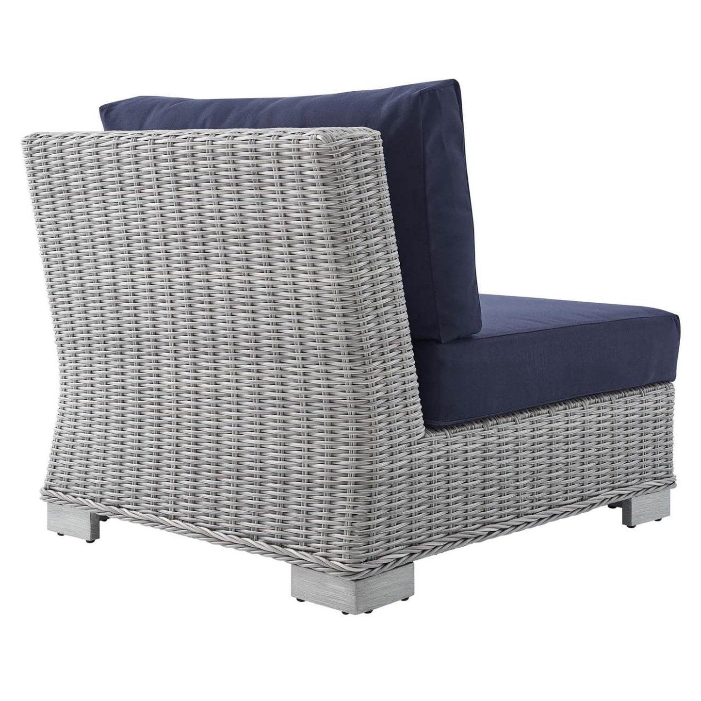 patio bistro sets | CasaFoyer Conway Outdoor Patio Wicker Rattan Armless Chair | Light Gray | UV-Resistant | Aluminum Frame | Sunbrella Cushions | 300 lb Weight Capacity | casafoyer.myshopify.com