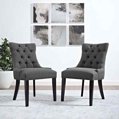 home office desk chairs | CasaFoyer Regent Dining Side Chair Set of 2 | Tufted Buttons | Nailhead Trim | Plush Cushion | Polyester Fabric | Non-Marking Foot Caps | Tapered Wood Legs | Gray | casafoyer.myshopify.com