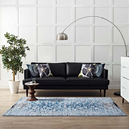 Carpet & Rugs | CasaFoyer Chiara Distressed Floral Lattice Area Rug | Moroccan Blue | 5x8 Size | Stain Resistant | Durable Polypropylene | Rubber Bottom | Low Pile Weave | casafoyer.myshopify.com