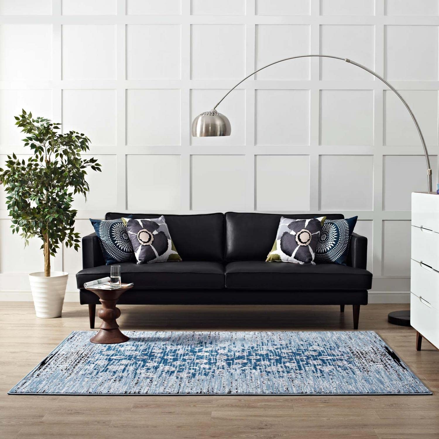 area rugs | CasaFoyer Chiara Distressed Floral Lattice Contemporary Area Rug | Moroccan Blue | 8x10 ft | Durable, Stain-Resistant, Easy to Clean | Enhance Your Space | casafoyer.myshopify.com