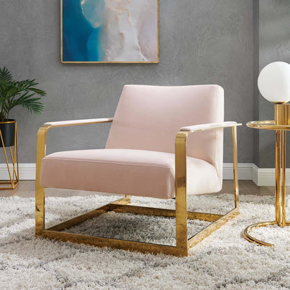 home office desk chairs | CasaFoyer Seg Performance Velvet Accent Chair | Durable Steel Frame | Stain-Resistant Upholstery | Plush Foam Padding | Ideal for Offices & Reception Areas | Gold Pink | casafoyer.myshopify.com