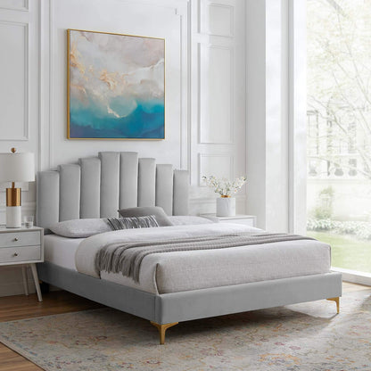 adjustable bed bases | CasaFoyer Elise Performance Velvet King Platform Bed | Glamorous Art Deco Style | Stain-Resistant | Gold Metal Legs | Memory Foam Compatible | Durable Poplar Wood Slat Support System | casafoyer.myshopify.com