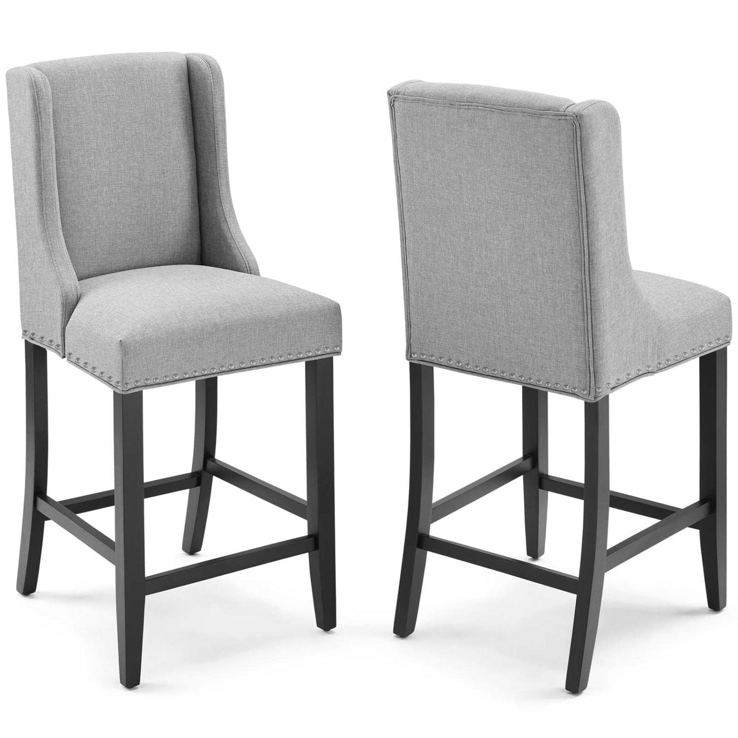 barstools | CasaFoyer Baron Upholstered Fabric Counter Stool Set of 2 | Opulent Heritage | Modern Design | Comfortable & Stylish | Light Gray | casafoyer.myshopify.com