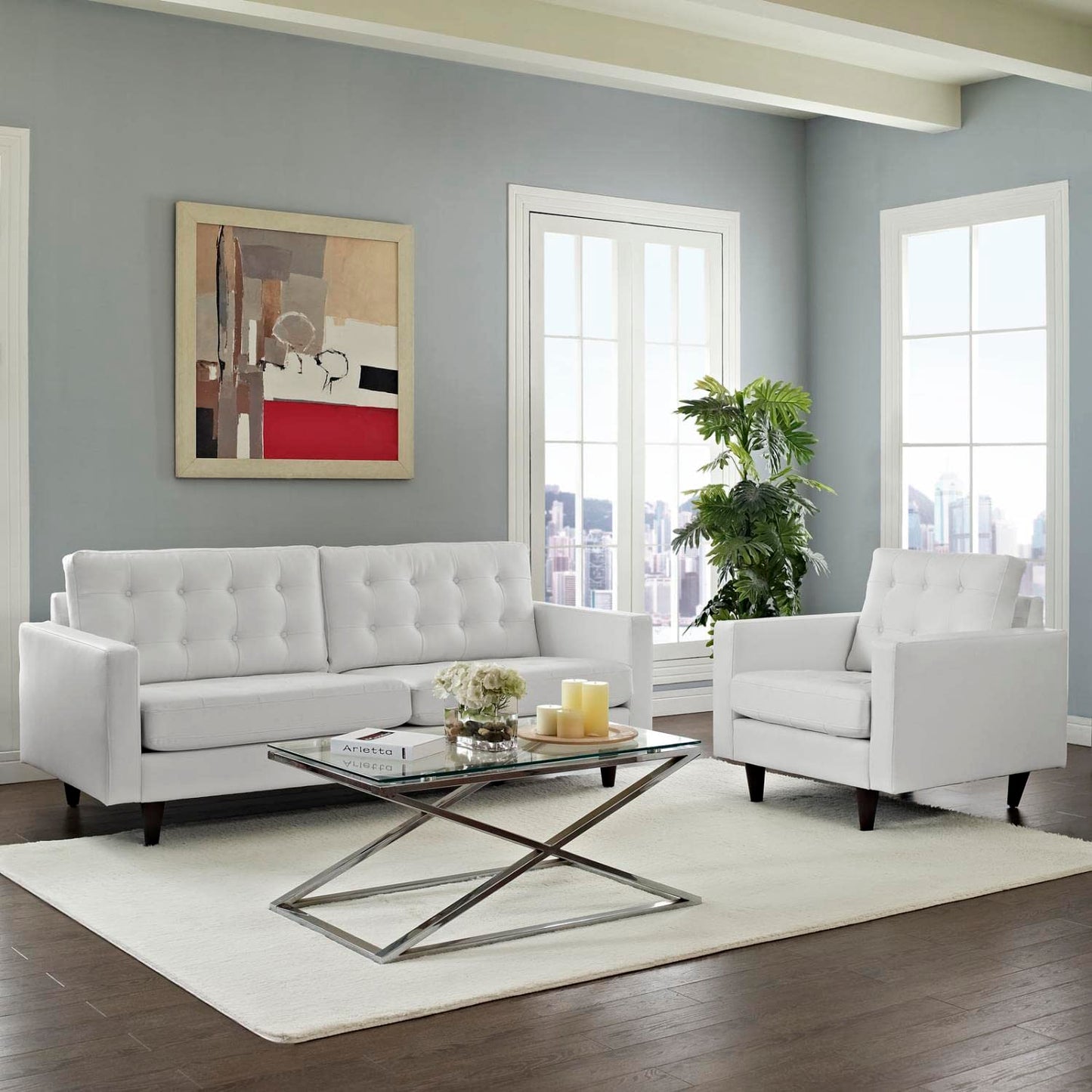 kitchen and dining room sets | CasaFoyer Empress Exquisite Design Leather Sofa & Armchair Set | White | Tufted Buttons | Luxurious Cushions | Elegant Armrests | Sturdy Wooden Legs | casafoyer.myshopify.com