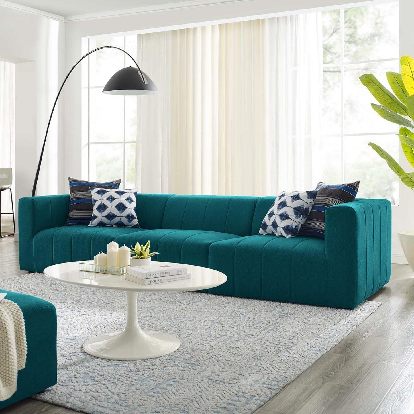 kitchen and dining room sets | CasaFoyer Bartlett Upholstered Fabric Sofa | Retro Modern Design | Dense Foam Padding | Solid Wood Frame | Teal | casafoyer.myshopify.com