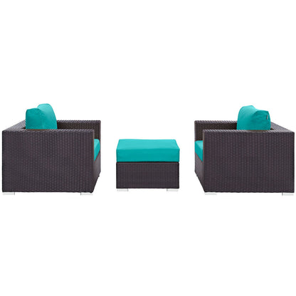 kitchen and dining room sets | CasaFoyer Convene Outdoor Sectional Set | Durable Rattan & Aluminum Frame | Weather-Resistant Cushions | Includes Ottoman & Armchairs | casafoyer.myshopify.com