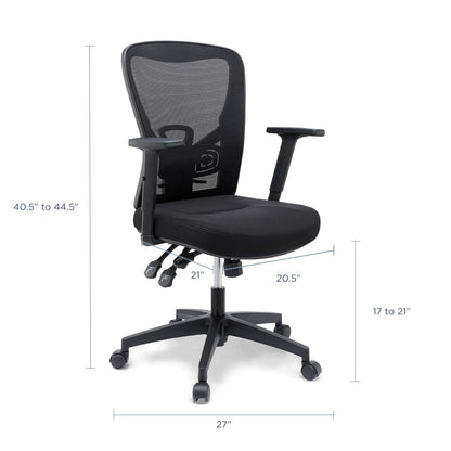 home office desk chairs | CasaFoyer Define Mesh Office Desk Chair | Spacious & Breathable Back | Durable Fabric Upholstery | Adjustable Armrests & Height | Stable Nylon Base | 360 Swivel & Dual-Wheel Casters | 331 lbs Weight Capacity | Black | casafoyer.myshopify.com
