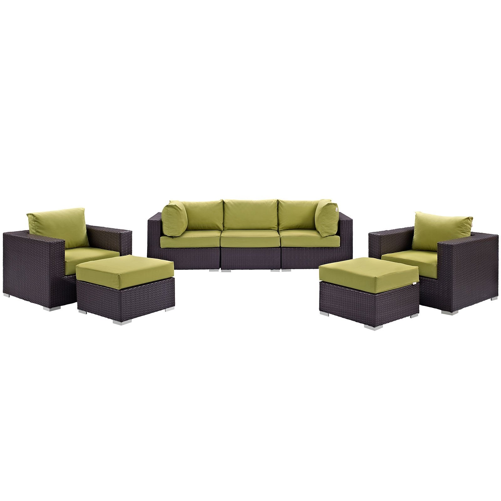 kitchen and dining room sets | CasaFoyer Convene Outdoor Sectional Set | Synthetic Rattan | Aluminum Frame | All-Weather Cushions | Patio Sofa, Armless Chair, Corner, Ottoman | Espresso Peridot | casafoyer.myshopify.com