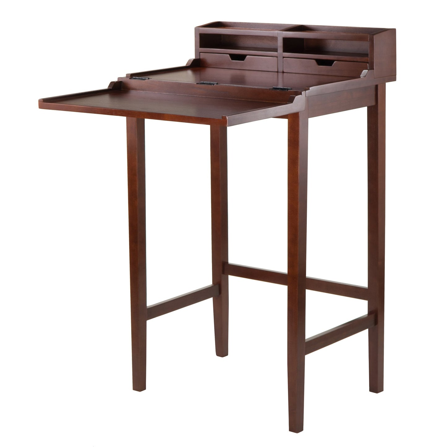 DESK | Ergode  Wood Brighton Ergonomic High Desk | Versatile Standing Work Station | Ample Storage | Walnut Finish | 27.95 W x 19.92 D x 45.91 H | casafoyer.myshopify.com