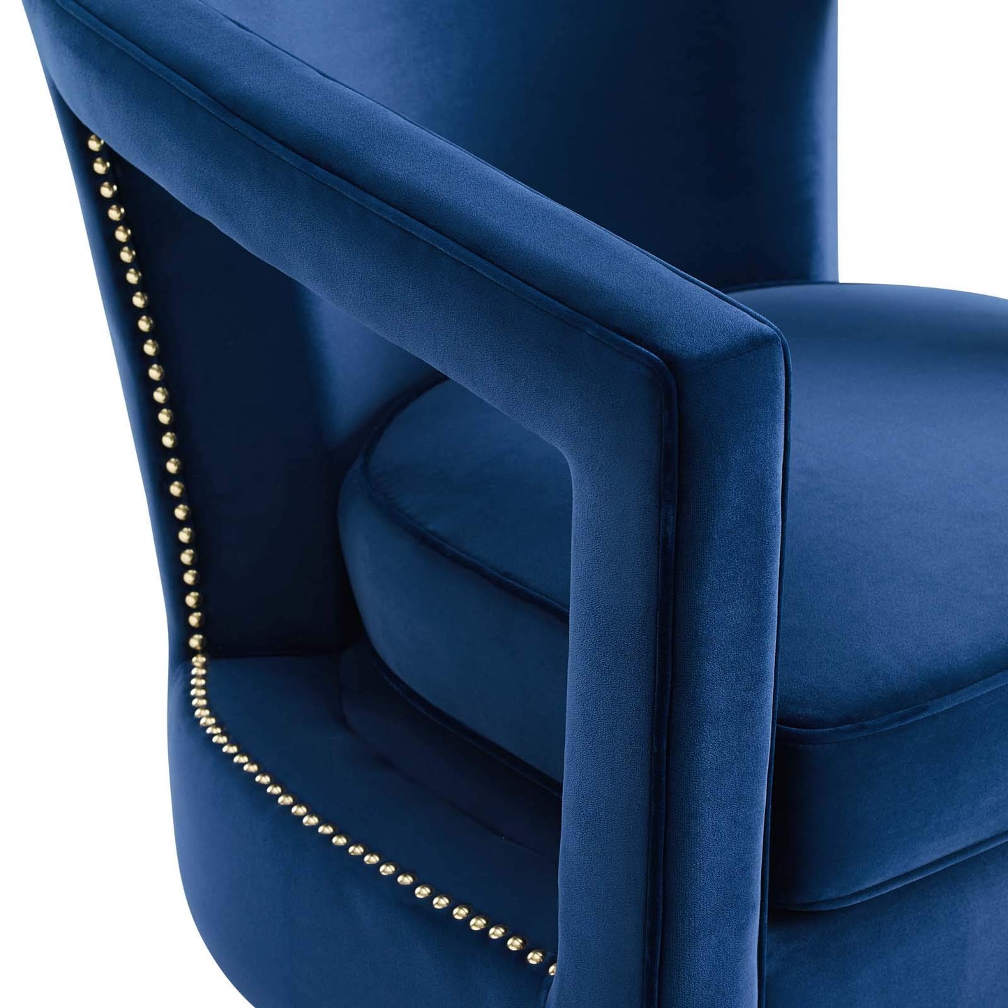 home office desk chairs | CasaFoyer Frolick Performance Velvet Accent Armchair | Stain-Resistant Upholstery | Gold Nailhead Trim | Matte Gold Base | Versatile & Elegant | Supports up to 300 lbs. | casafoyer.myshopify.com