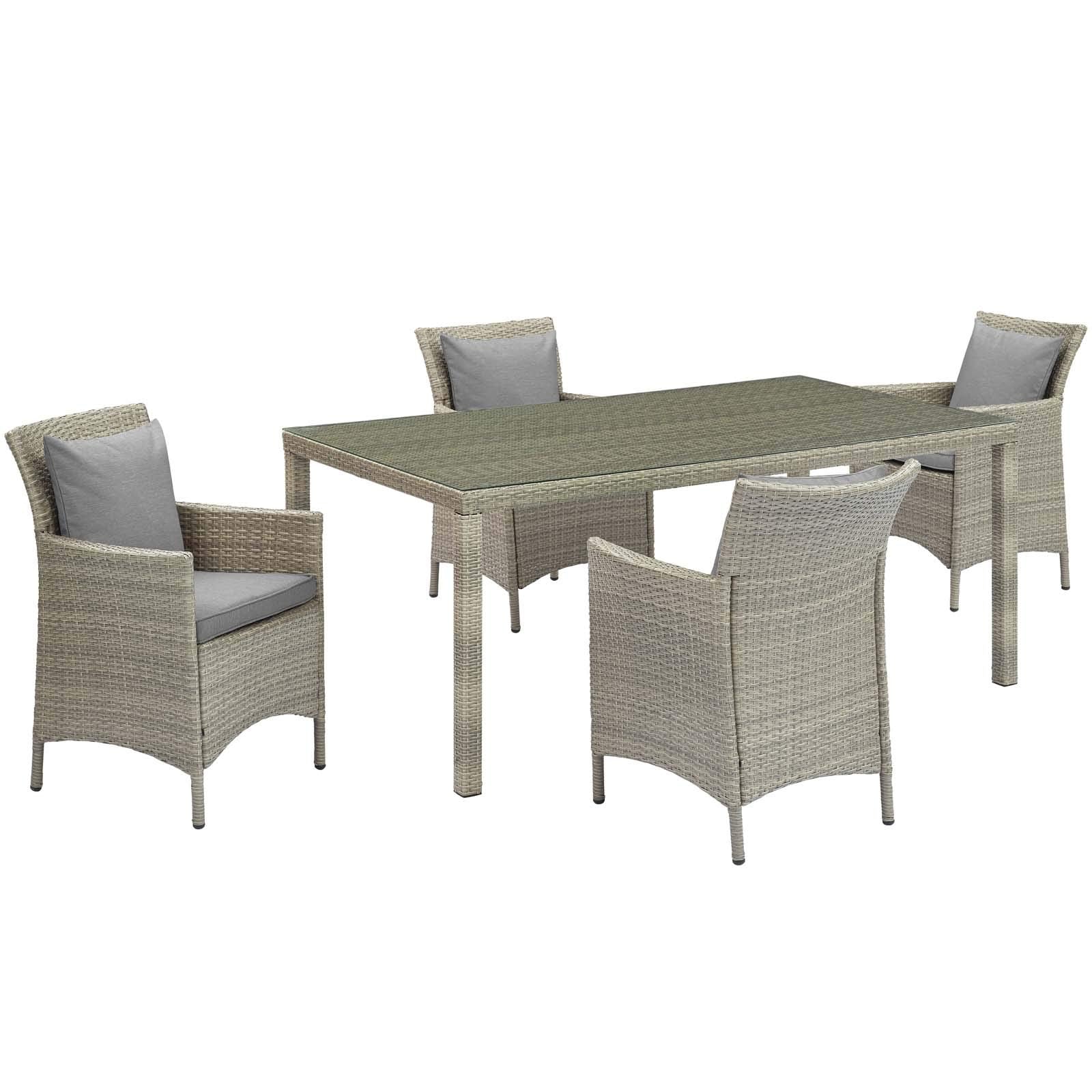 kitchen and dining room sets | CasaFoyer Conduit Outdoor Patio Dining Collection | Transitional Style | UV-Resistant Wicker Rattan | Waterproof Cushions | 5 Piece Set | casafoyer.myshopify.com