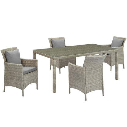 kitchen and dining room sets | CasaFoyer Conduit Outdoor Patio Dining Collection | Transitional Style | UV-Resistant Wicker Rattan | Waterproof Cushions | 5 Piece Set | casafoyer.myshopify.com