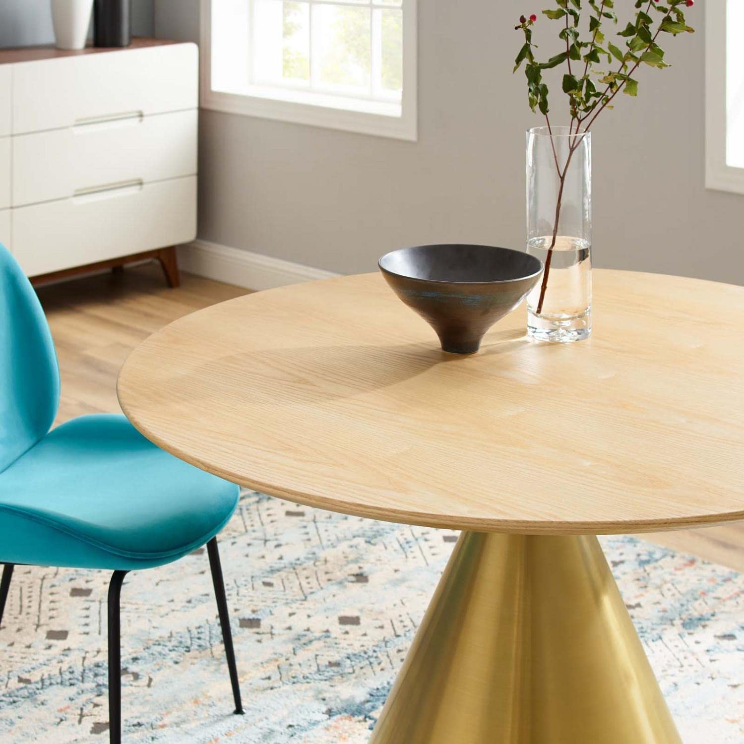 patio dining tables | CasaFoyer Tupelo 47 Dining Table | Modern Style | Mid-Century Influence | Organic Shape | Gold Metal Base | Easy to Clean | Non-Marking Ring | Assembly Required | casafoyer.myshopify.com